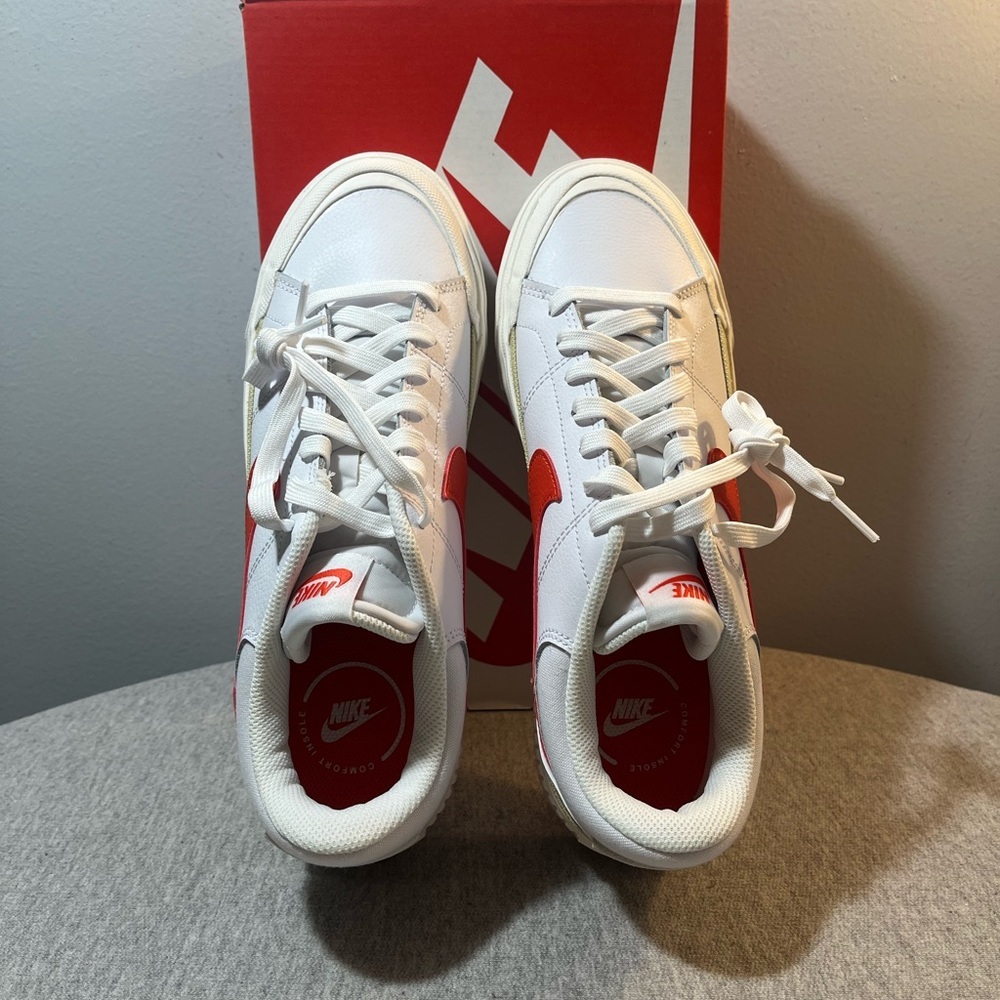 Nike Court Legacy Lift White Gold Red Causal Women Shoe Size 8.5 DM7590-110​ - Picture 8 of 11